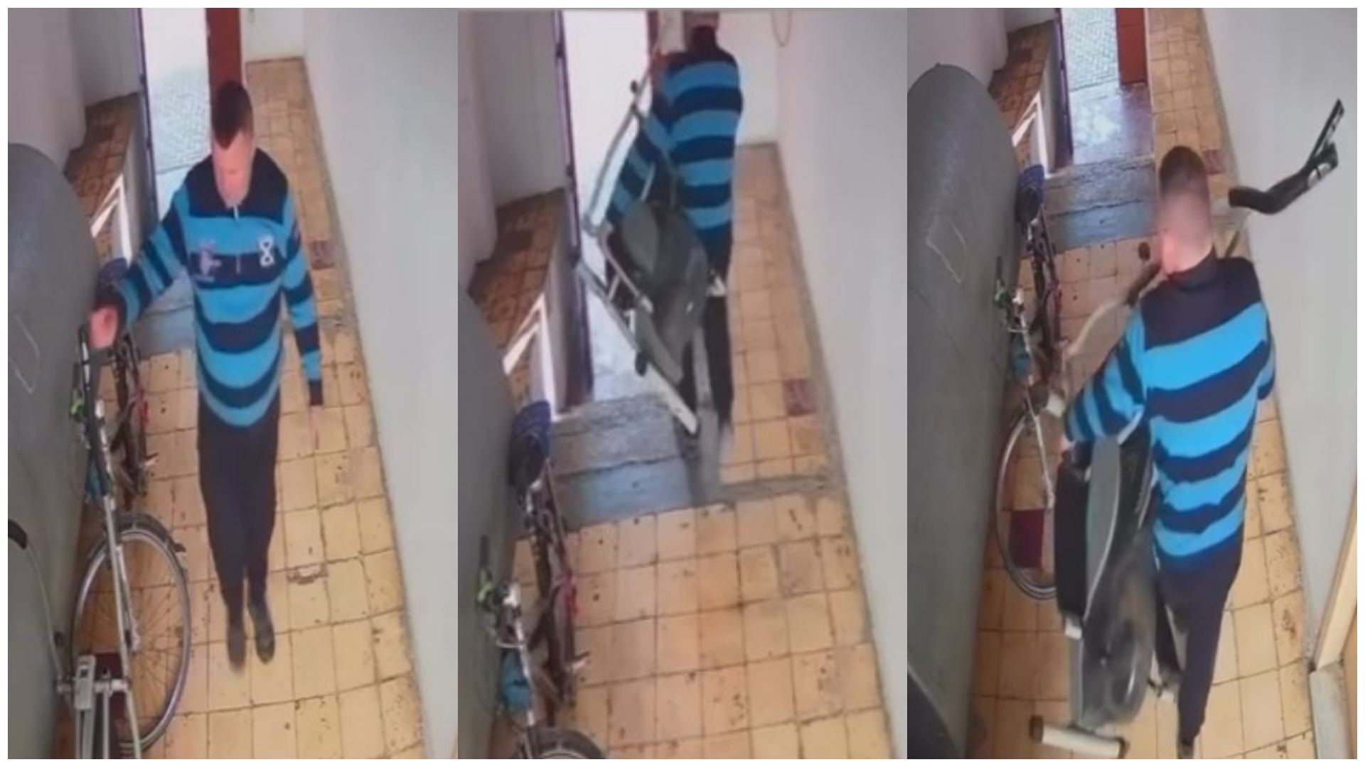 Burri kërkon të mbajë trupin në formë  vjedh para derës biçikletën e fitnesit