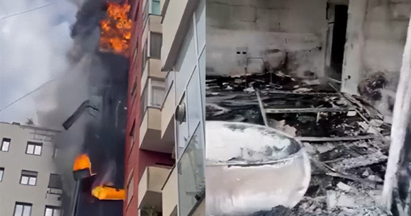 Pamje nga brenda  Shkrumb e hi  nuk ka mbetur asgjë nga apartamentet e përfshira nga zjarri