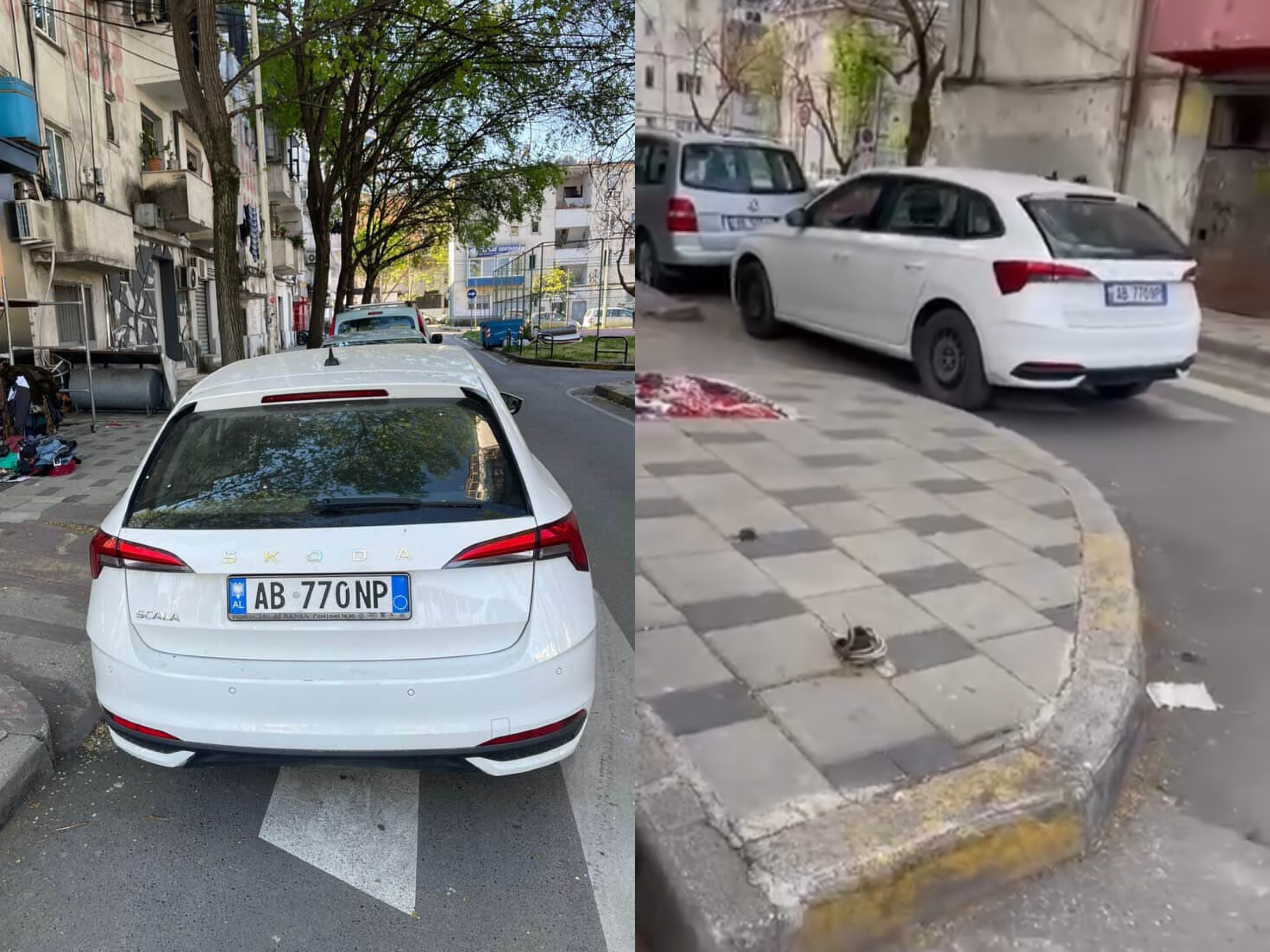 Makina  misterioze  e parkuar në vija të bardha bllokon rrugën për fëmijët dhe karrocat