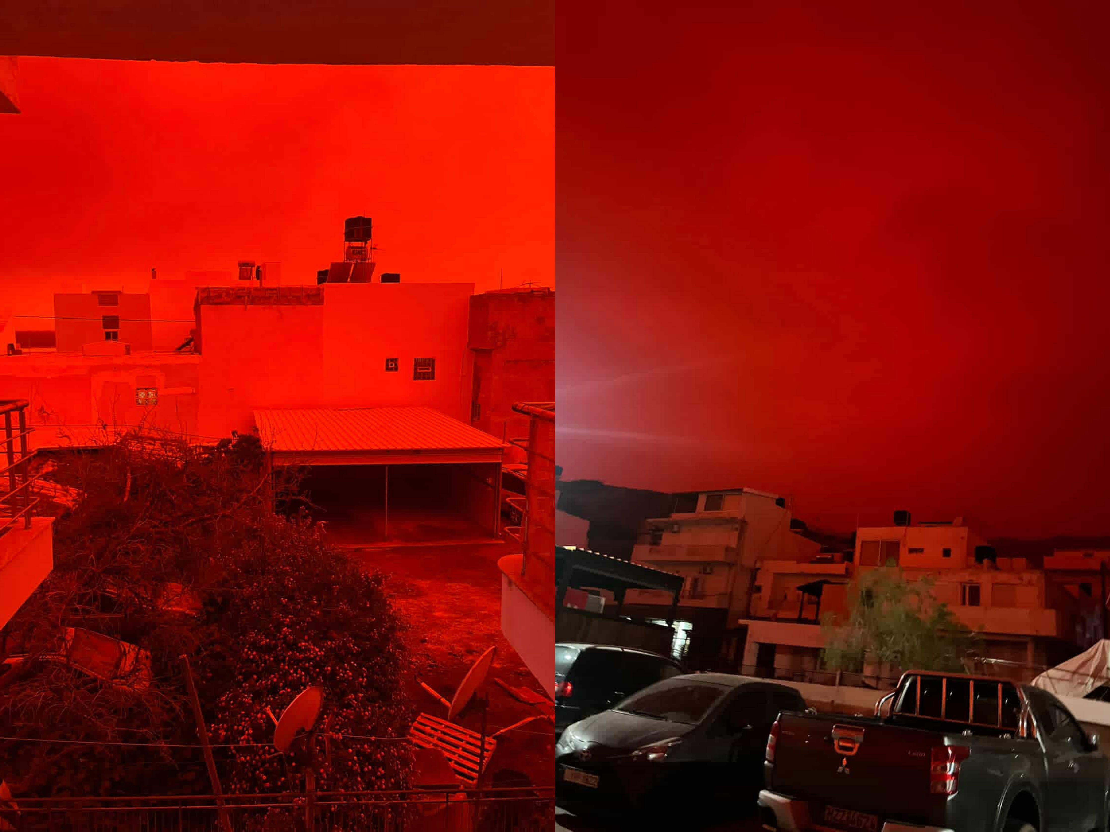 Kreta goditet nga moti i keq dhe pluhuri afrikan, qielli bëhet i kuq në mes të ditës