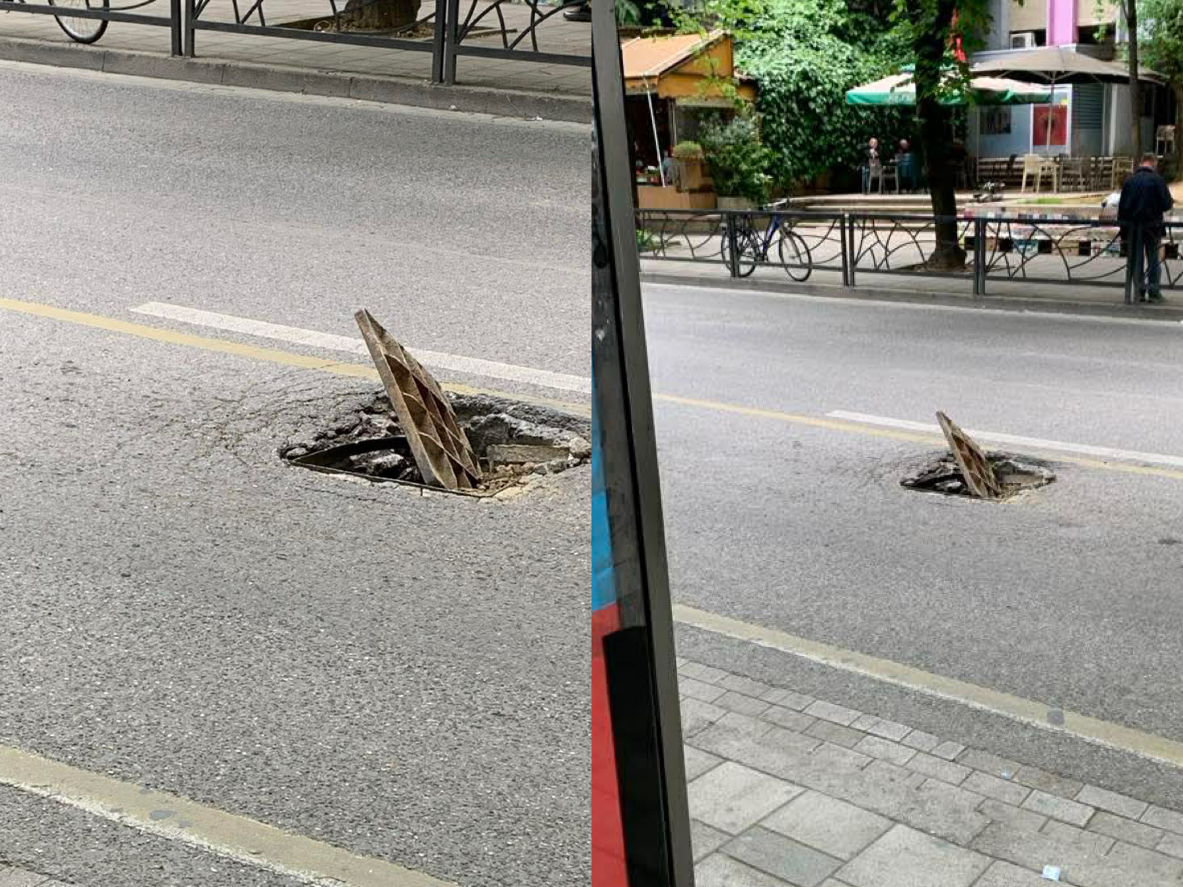 Kurth në mes të Tiranës  Puseta e hapur para Kishës Ortodokse burim aksidenti