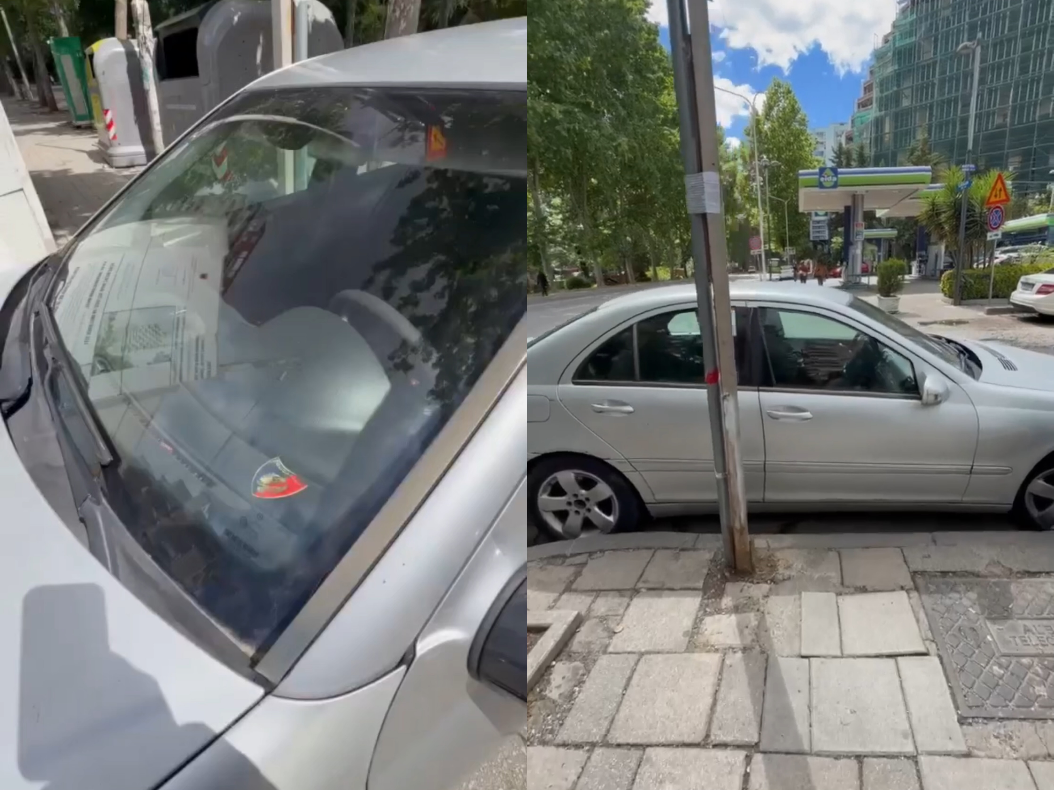 Polici parkon në vija të bardha dhe bllokon trotuarin  kolegët i kursejnë gjobën