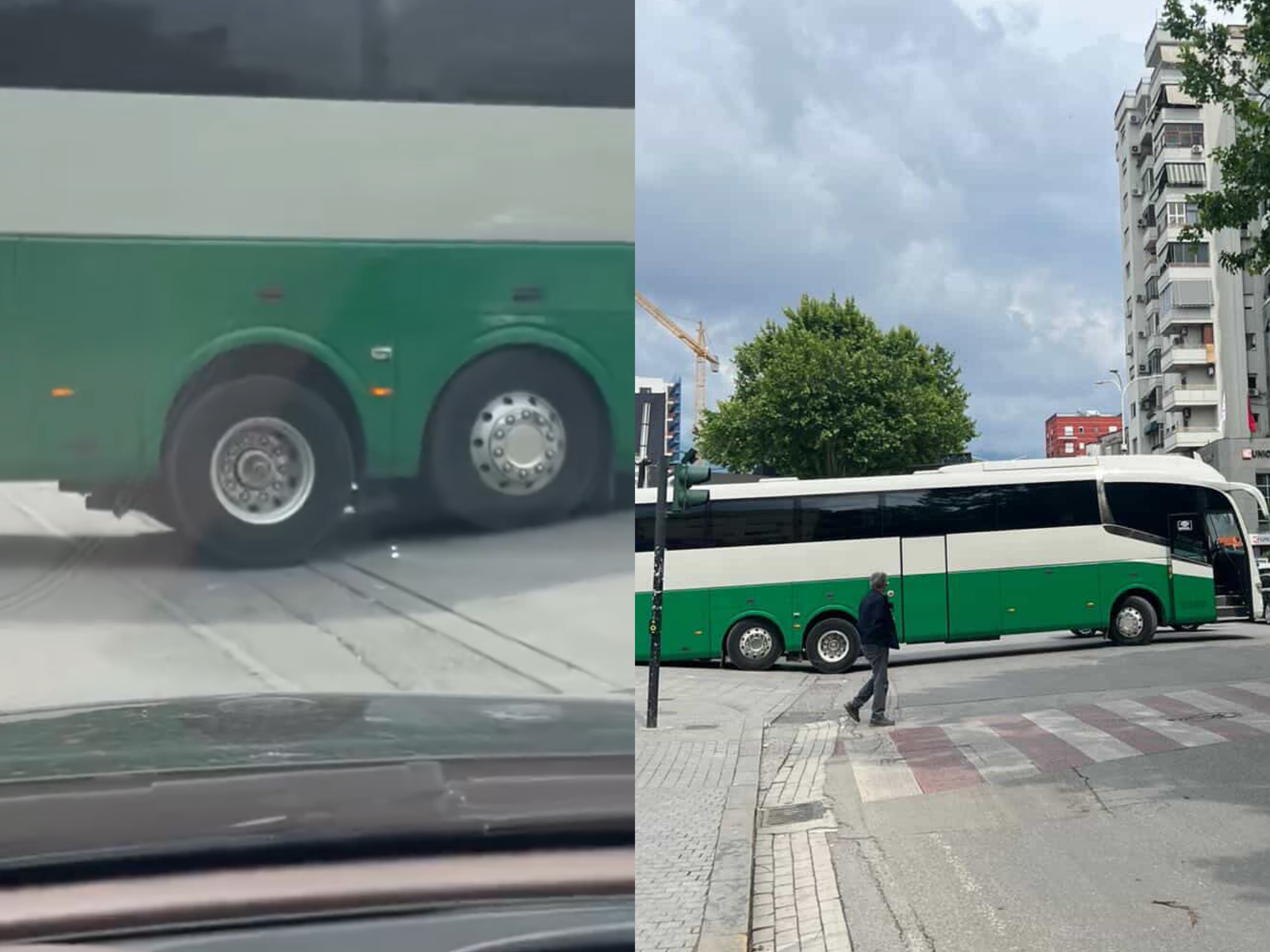 Autobusit i ngec diferenciali në asfalt  bllokohet kryqëzimi te Bulevardi i Ri