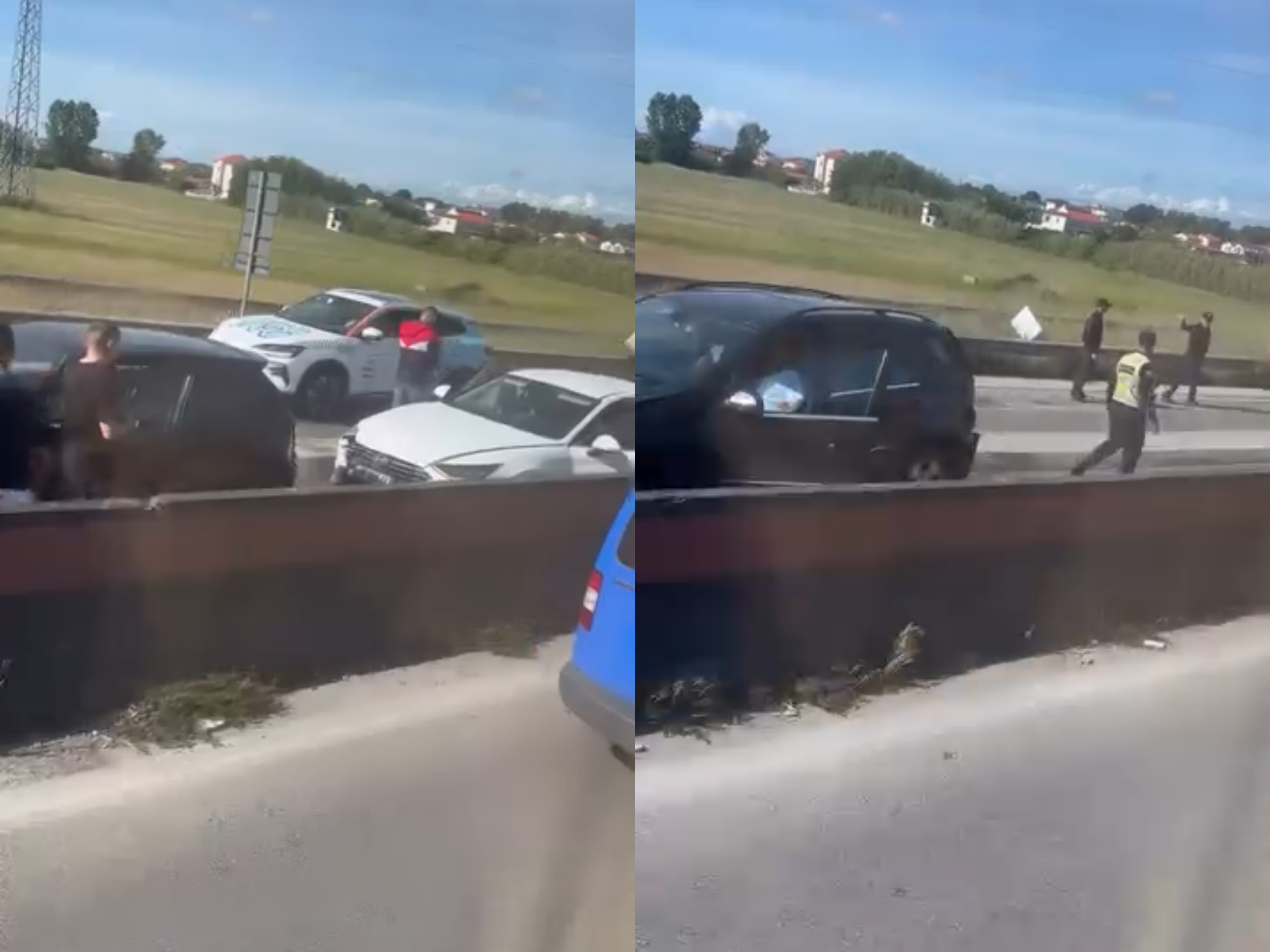 Aksident i shumëfishtë në autostradën Tiranë Durrës  makinat përplasen zinxhir