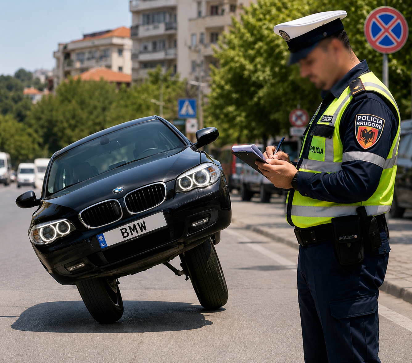 Drejtuesi i BMW gjobitet për mosvënie të kaskës: Zoti polic, ndaje mendjen!