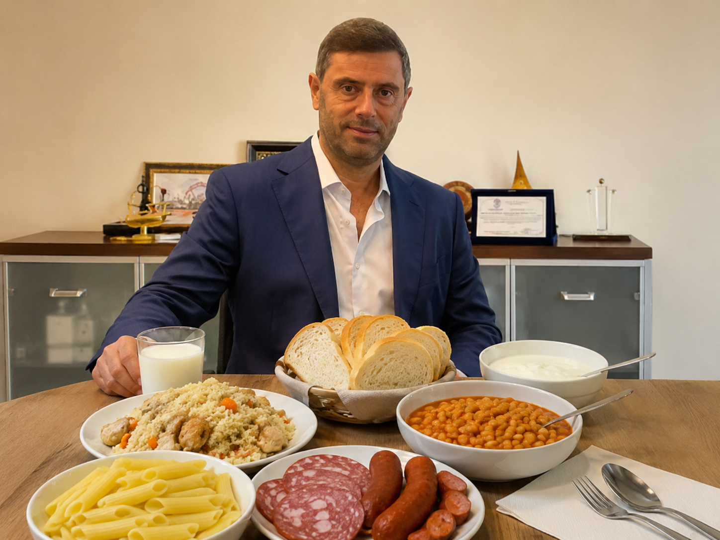SORI Al helmoi studentët me pilaf  makarona  fasule  sallam  qumësht dhe bukë