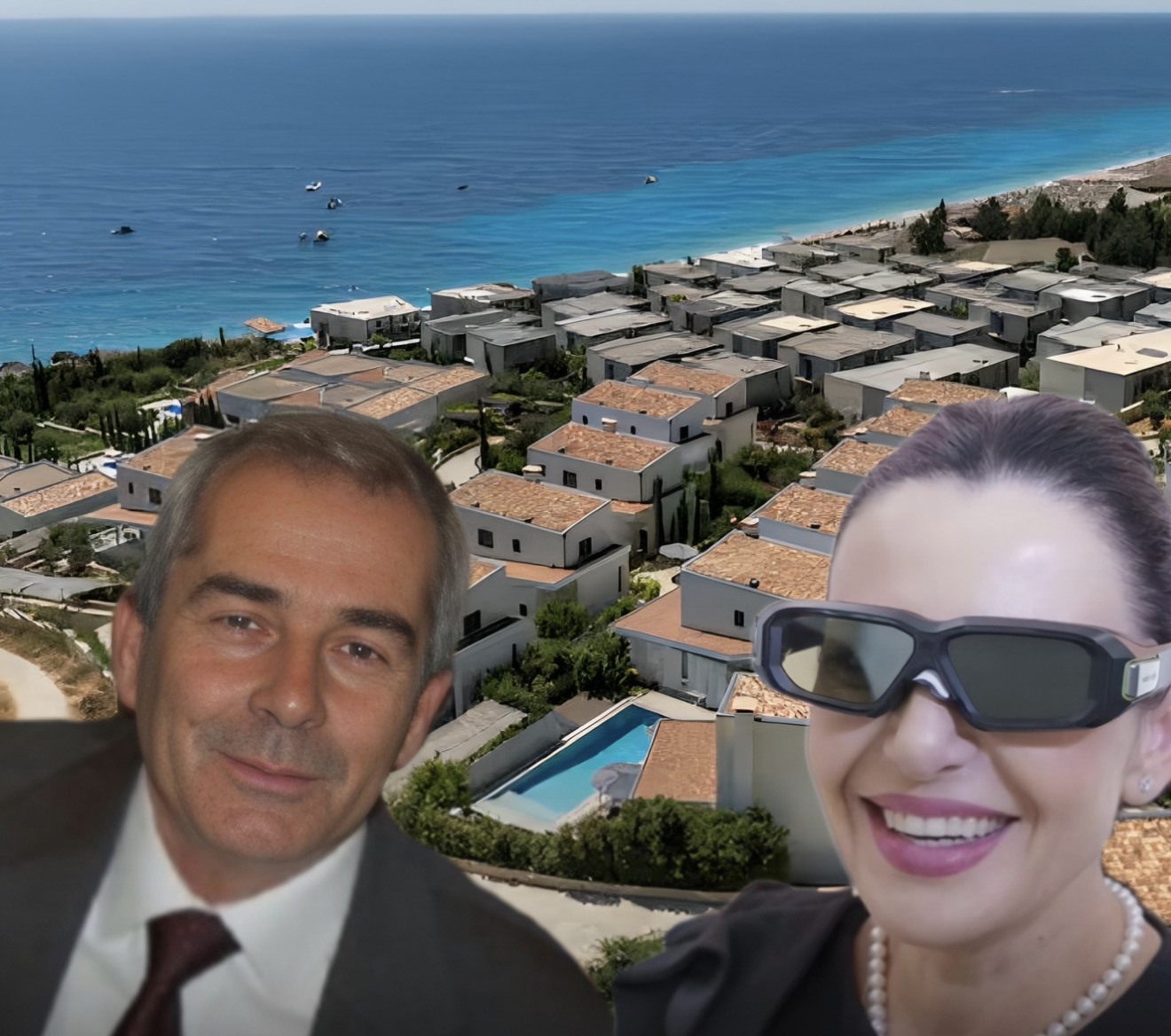 Oligarku Pandi Carapuli vilë 2 katëshe në  Gurët e Bardhë  në Dhërmi dhuratë Belinda Ballukut