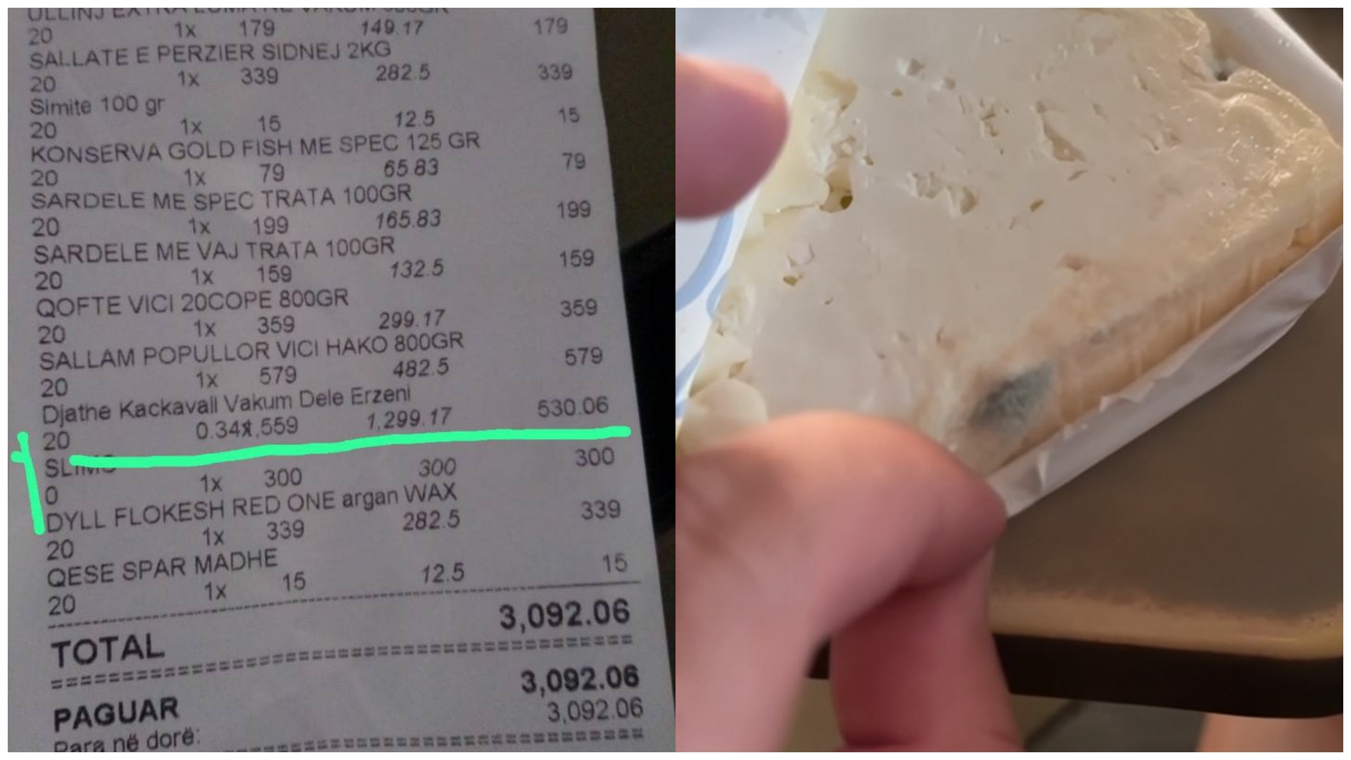 Djathi i bardhë Erzeni gjithë myk  SPAR e reklamon si Kaçkavall