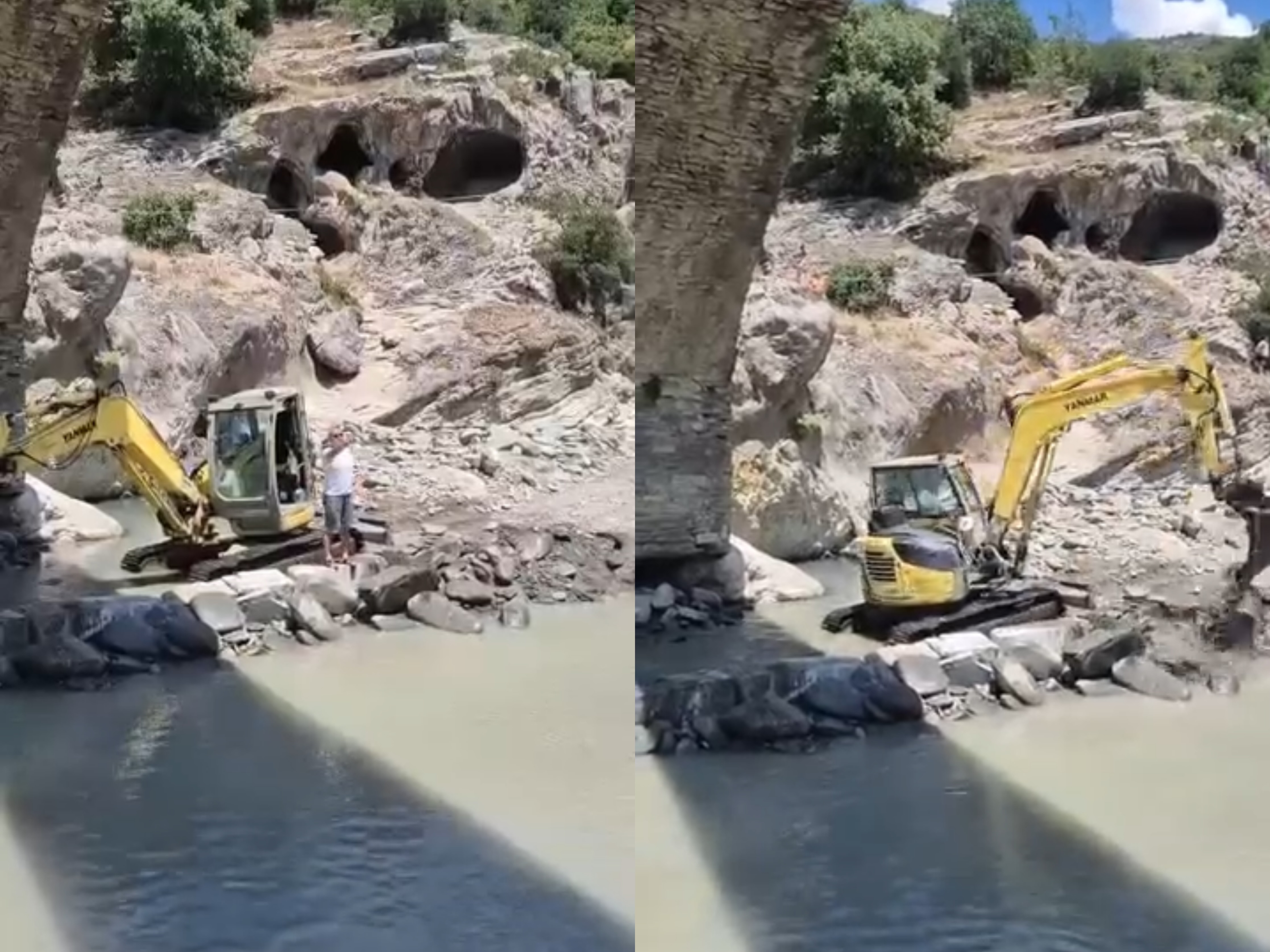 Pas betonizimit të vaskave, eskavatori në Përmet nis gërryerjen e Urës së Kadiut