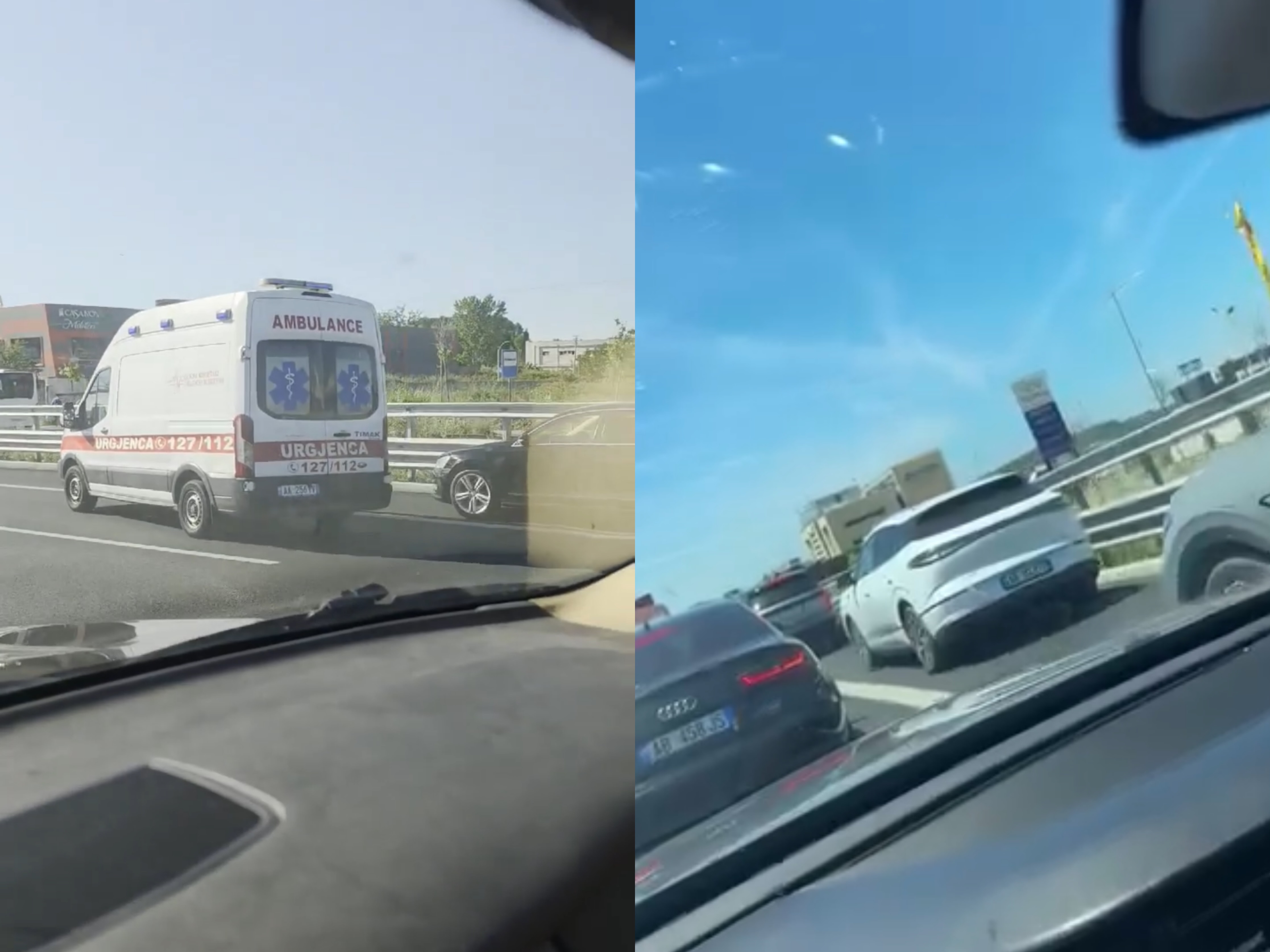 Makinat zënë korsinë e emergjencës  s i hapin rrugën as ambulancës