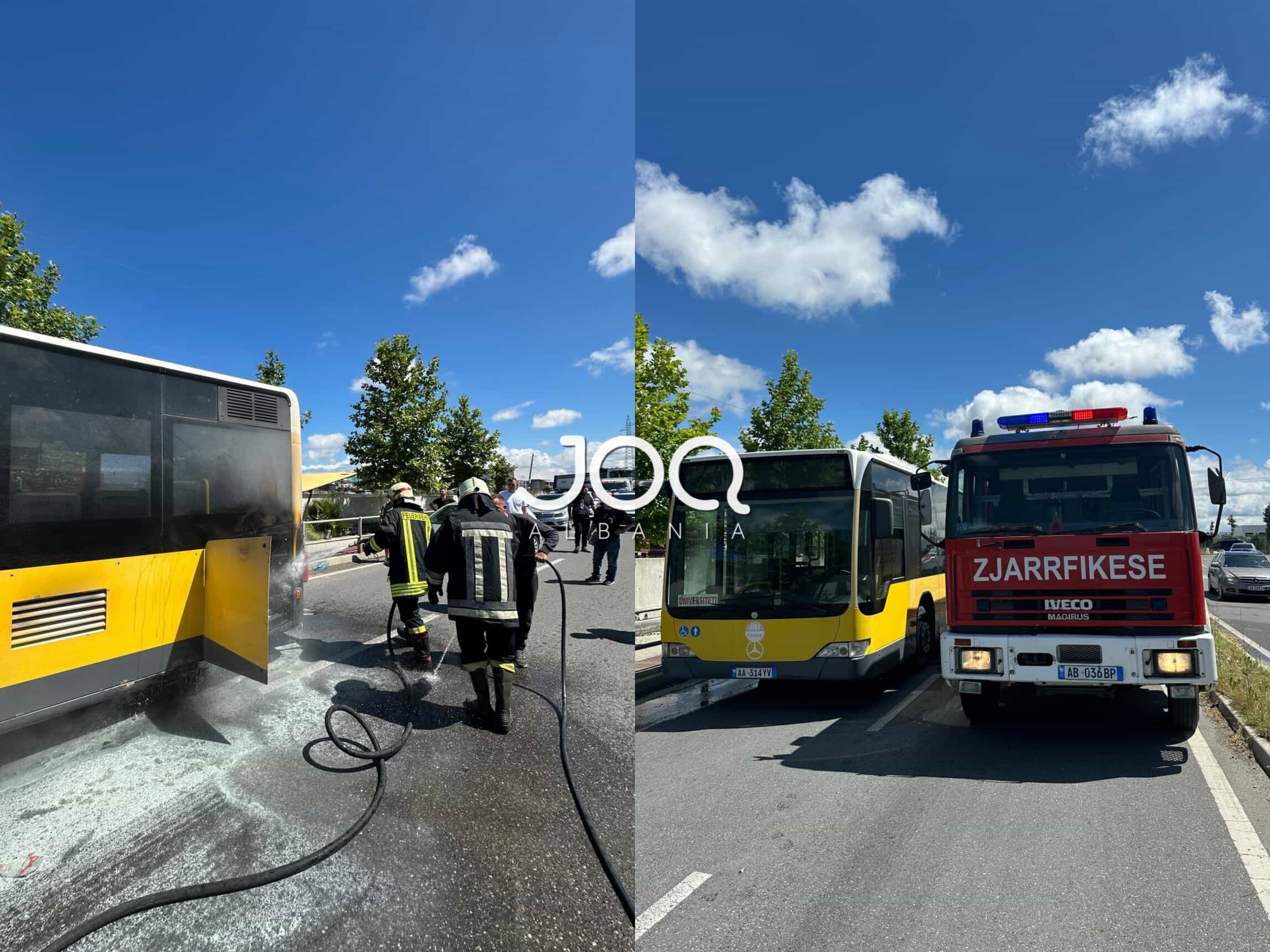 Autobus i linjës Durrës Spitallë përfshihet nga flakët  ndërhyjnë menjëherë zjarrfikësit