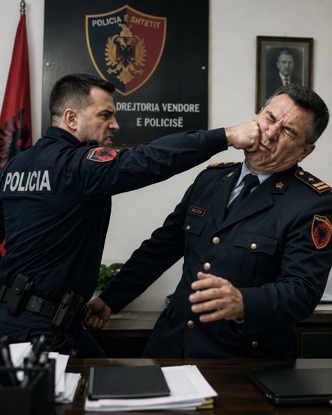 Polici bashkiak i bie me grusht shefit