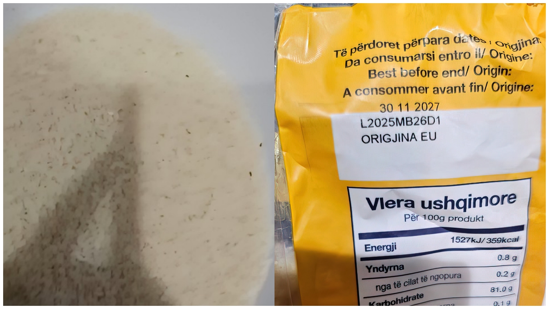 Big Market  lideri në helmim shet oriz Gold me koloni insektesh brenda