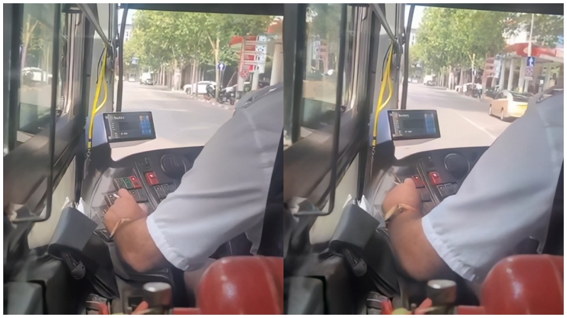 Shoferi i linjës Kombinat Kinostudio tymos llullën brenda autobusit