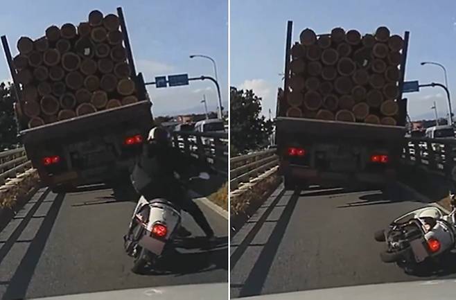 Momenti dramatik kur një kamion me dru lëkundet mbi urë gjatë tërmetit në Japoni