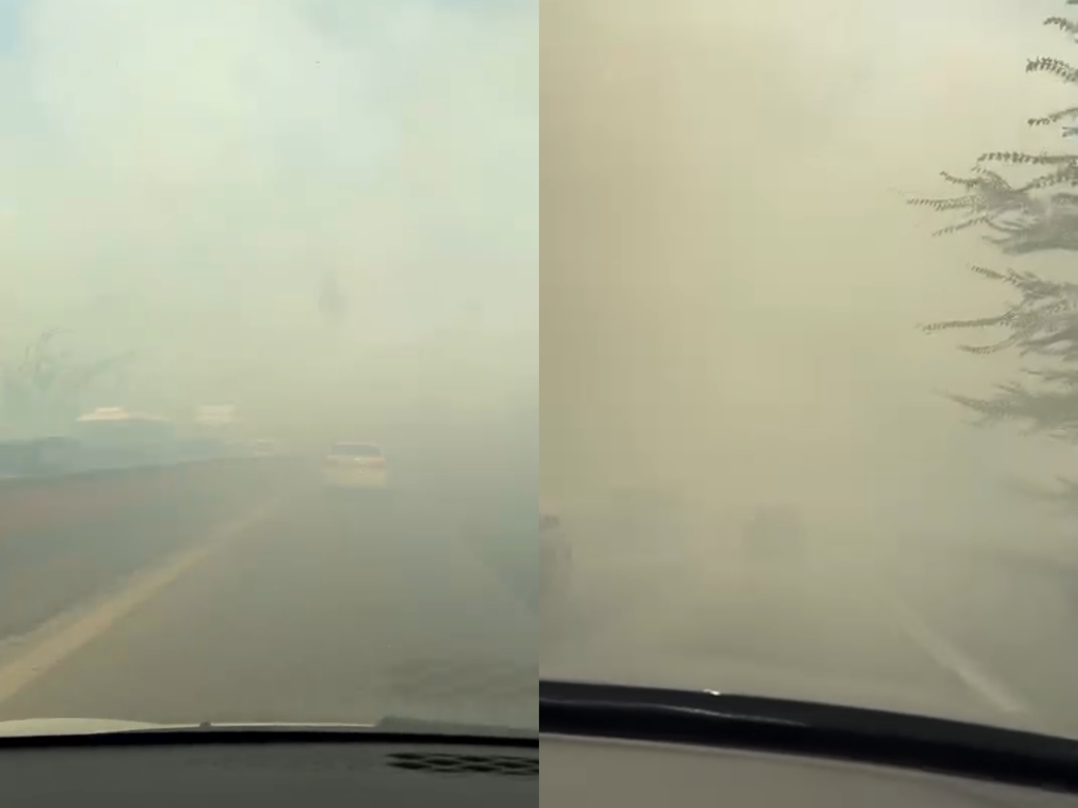 Pamje apokaliptike në autostradë  Tymi i shkurreve të djegura mbulon gjithçka