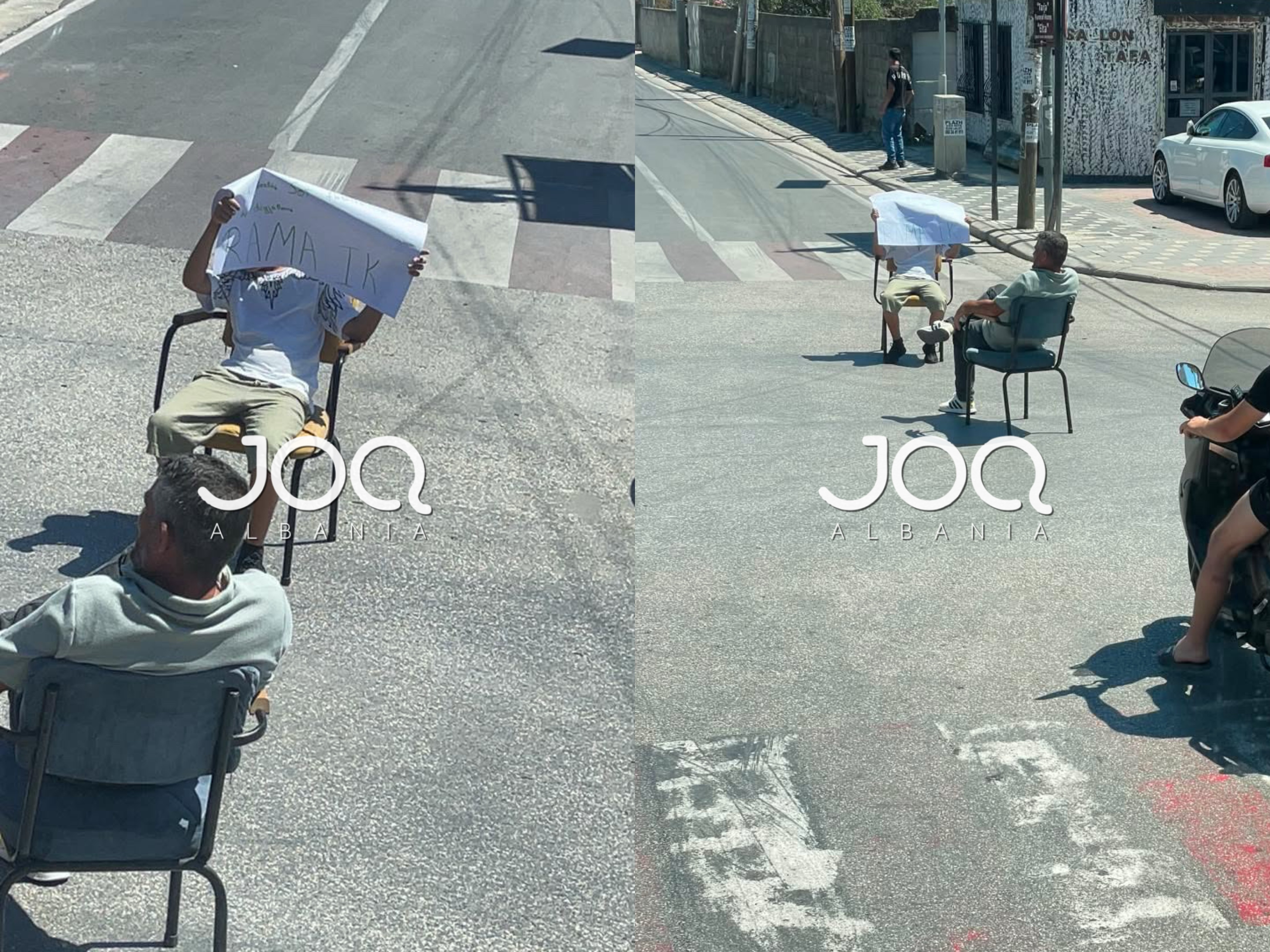Edhe në Bathore protestohet  Dy qytetarët bllokojnë rrugën me karrige dhe pankarta  Rama ik 