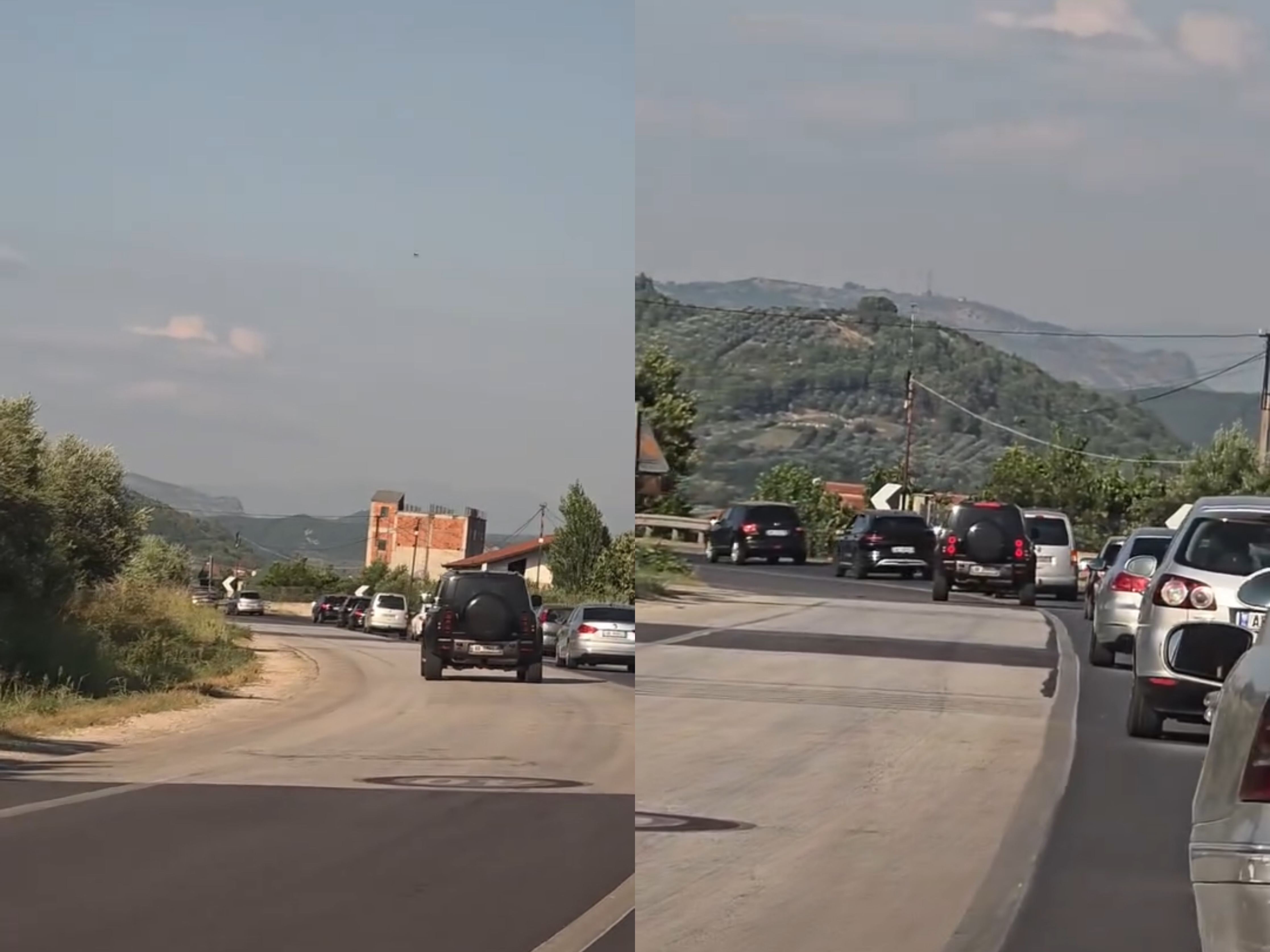 Shoferi  trim  parakalon 6 makina rresht në kthesë