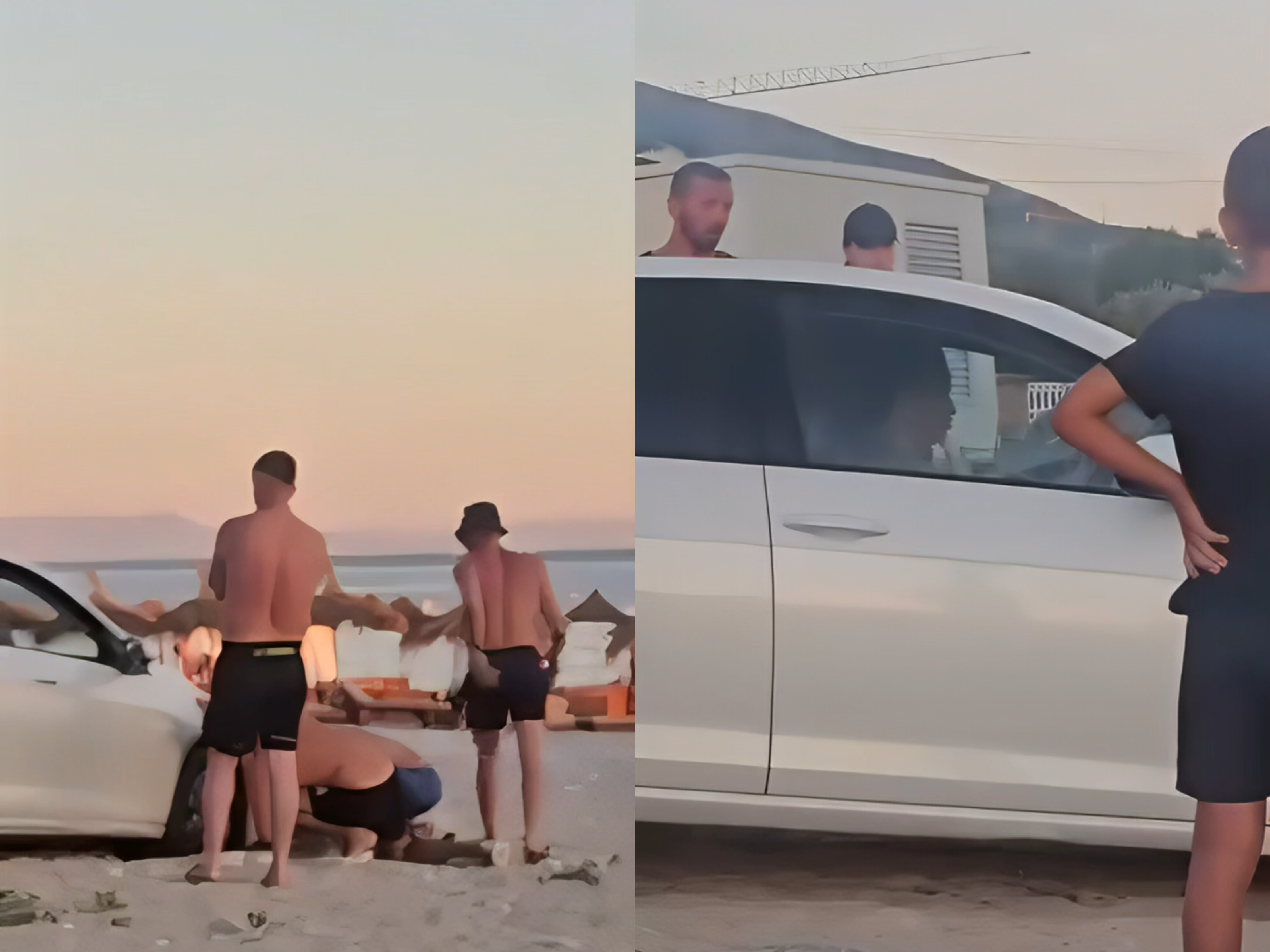 Vajzave nga Kosova u ngec makina në rërë  shqiptari u vjen në ndihmë me fuoristradën e tij
