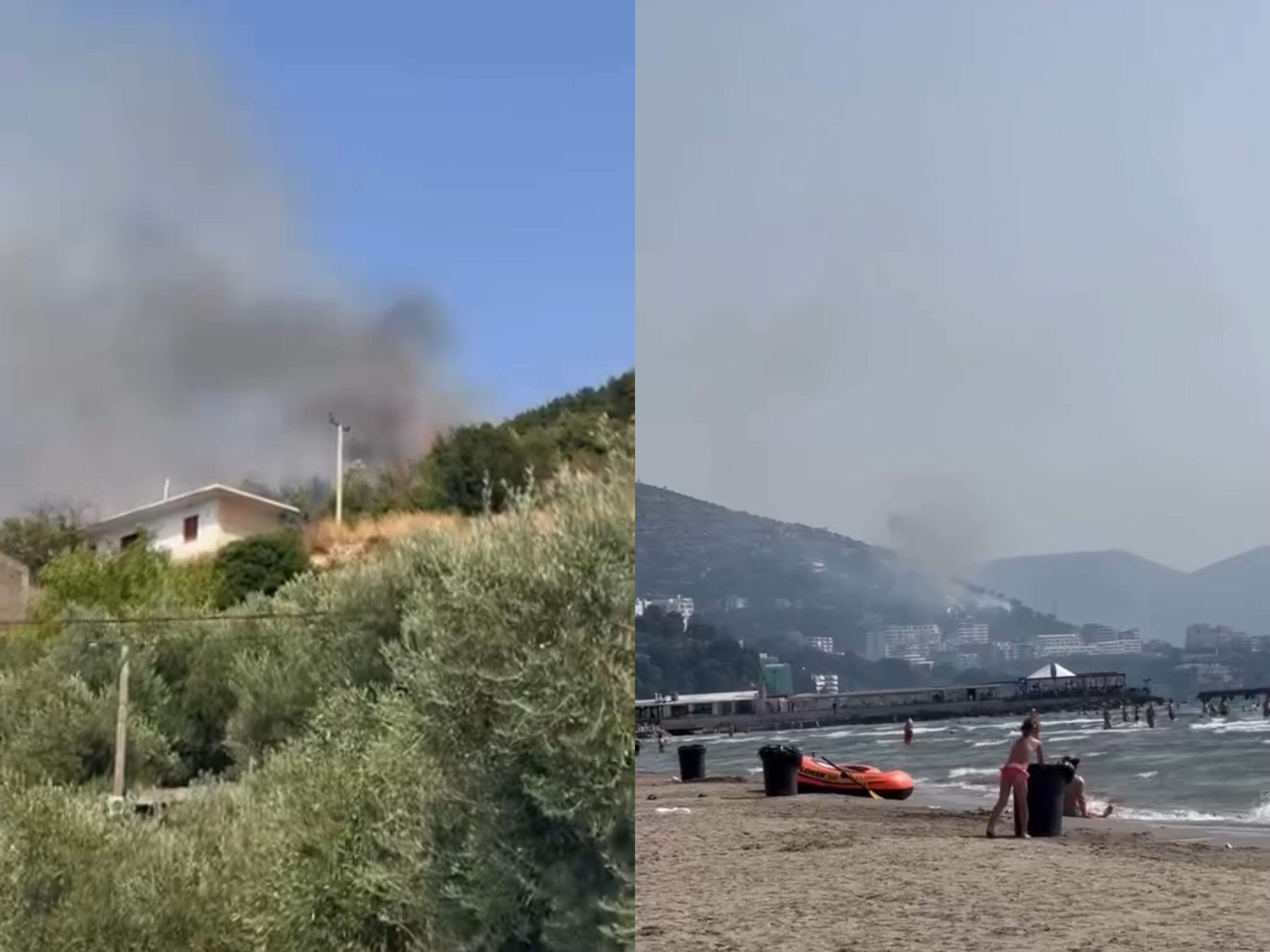 Zjarr te Uji i Ftohtë në Vlorë  flakët iu afrohen banesave