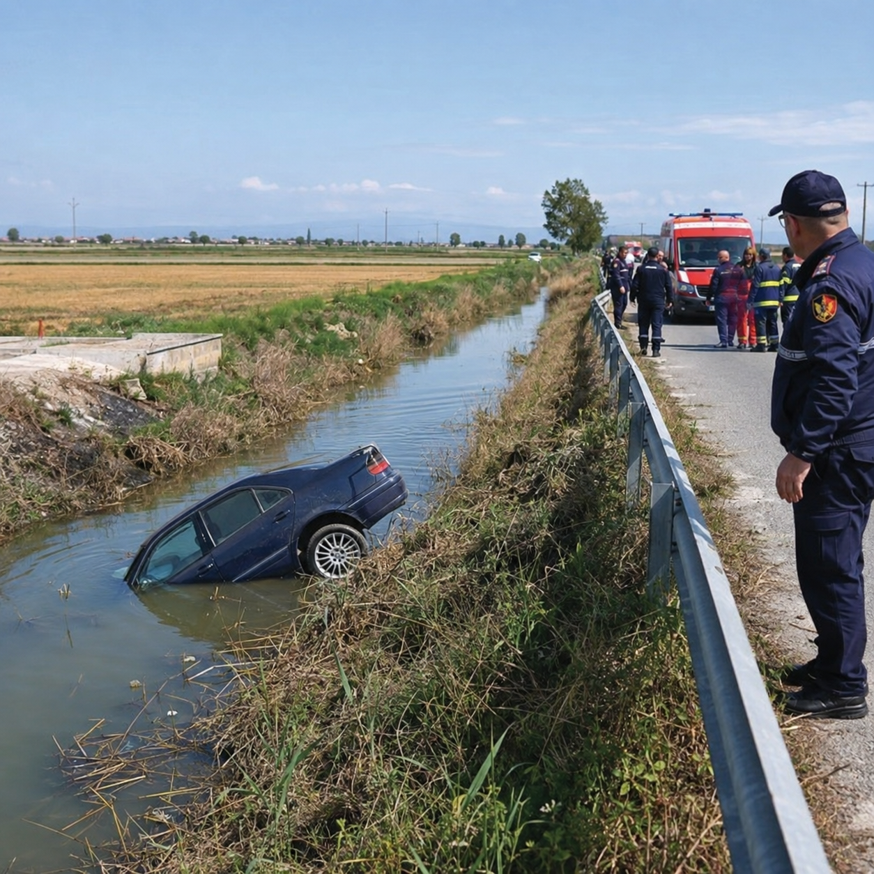 Tragjedi në Lushnjë  Makina del nga rruga dhe përfundon në kanal  humbin jetën dy gra
