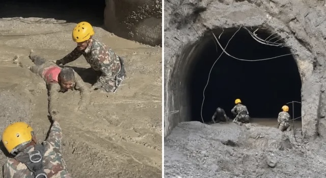 Dy ditë të bllokuar nën baltë  banorët shpëtohen të gjallë nga tuneli në Nepal