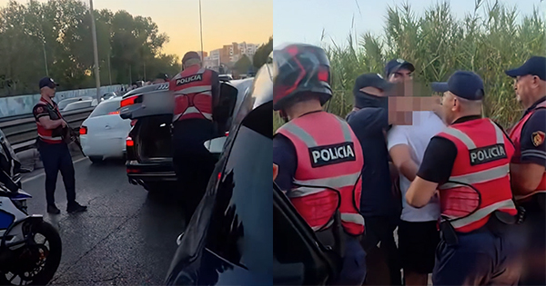 I rrethuar nga një tufë me policë  video e arrestimit të Ergys Agasit