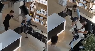 Roboti humb kontrollin dhe “sulmon” klientin në dyqan