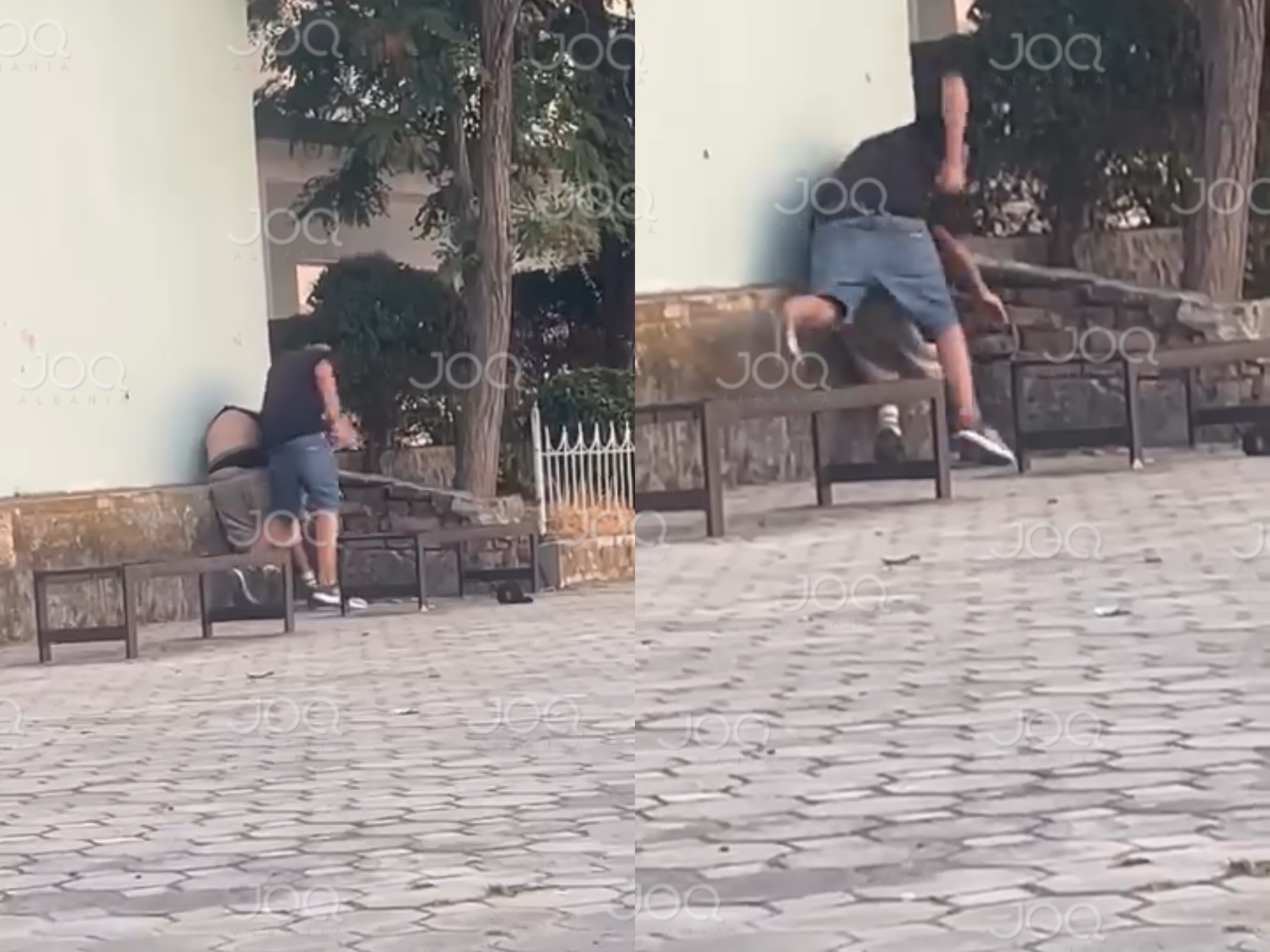 I riu godet me grushta e shkelma një person me probleme të shëndetit mendor, të tjerët e filmojnë