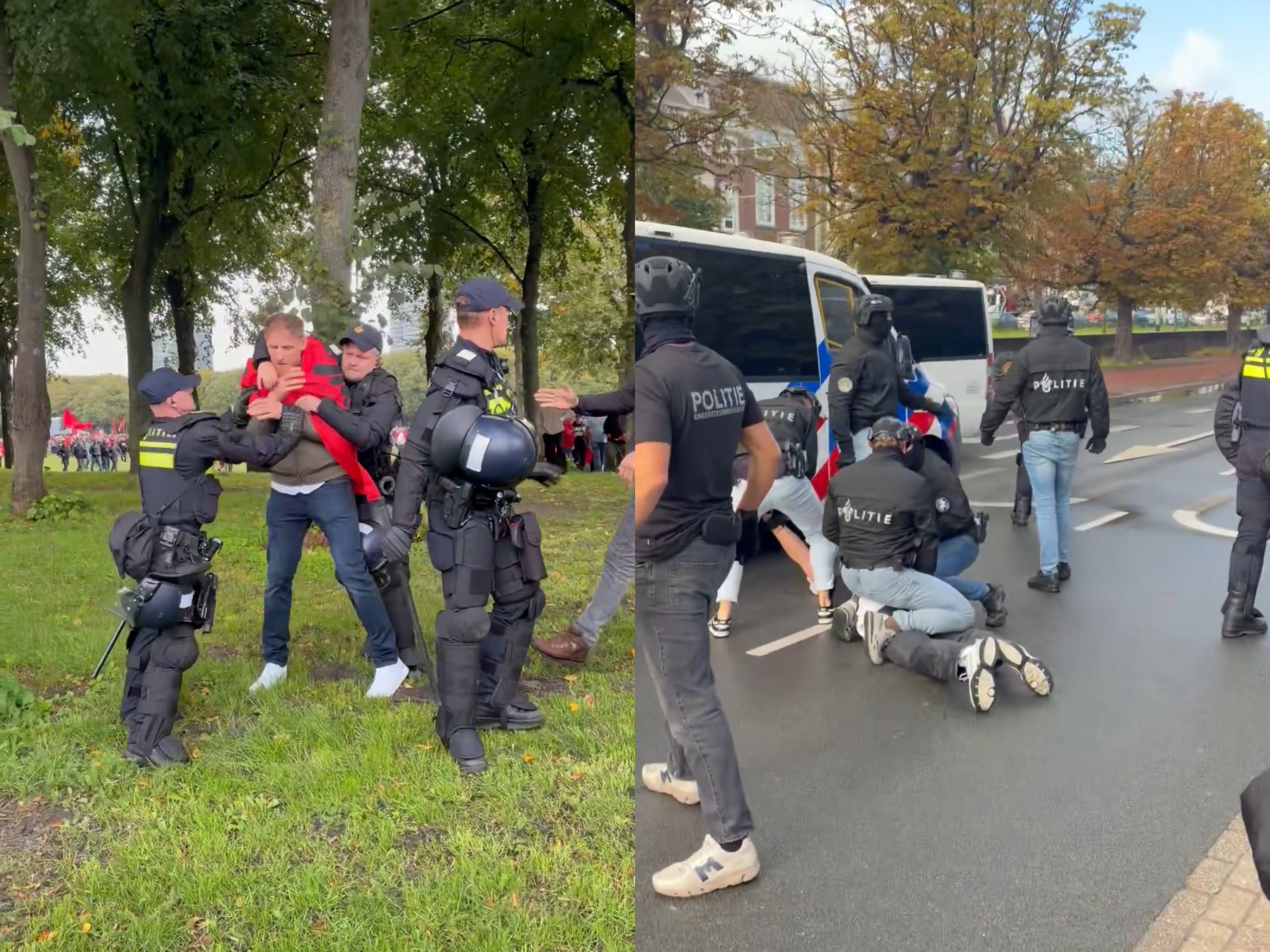 Tensione të forta në Hagë: Protestuesit përplasen me policinë, nisin arrestimet