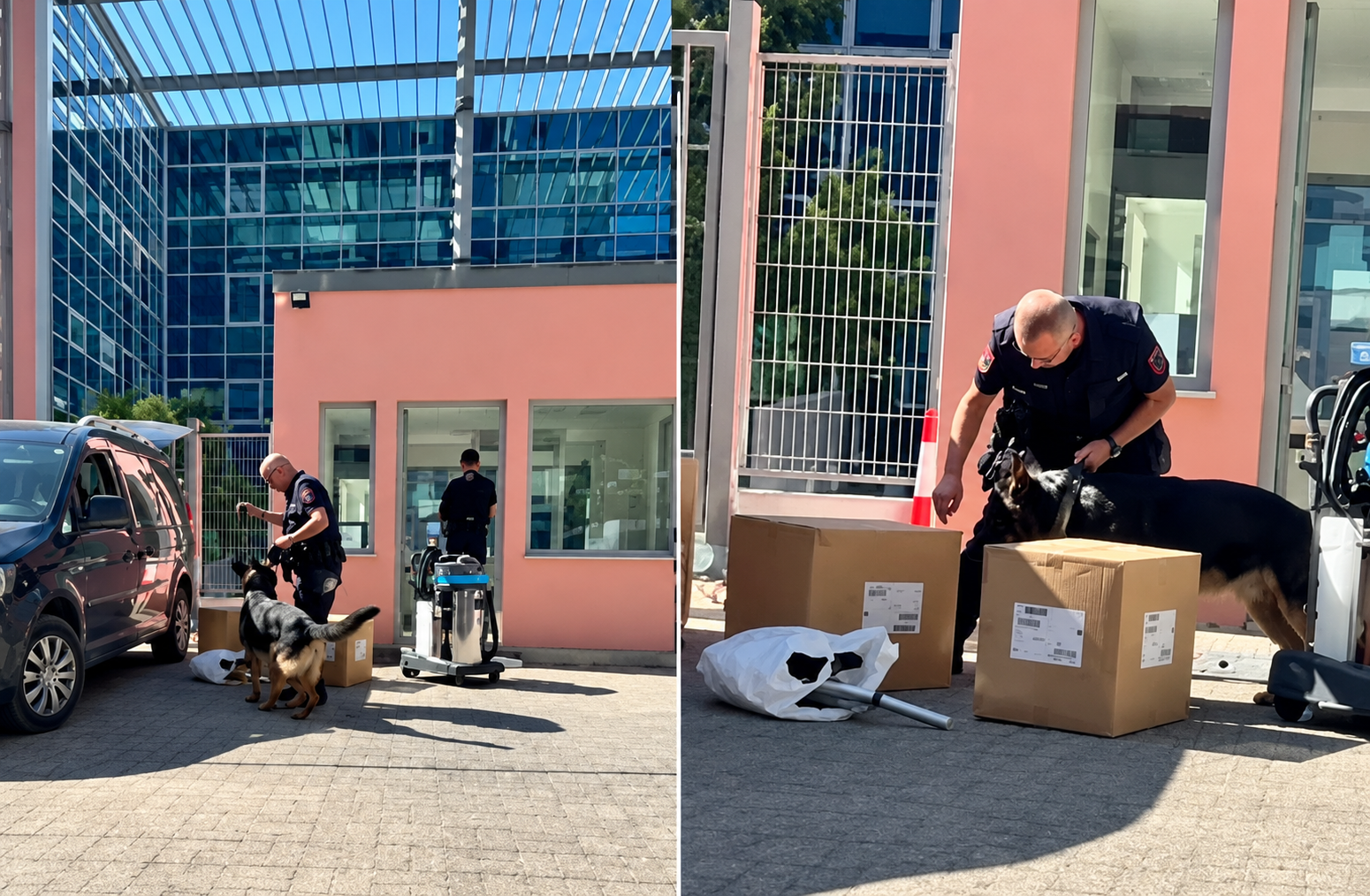 Garda zbarkon në GJKKO, kontrolle të imtësishme me qen i trajnuar për eksplozivë