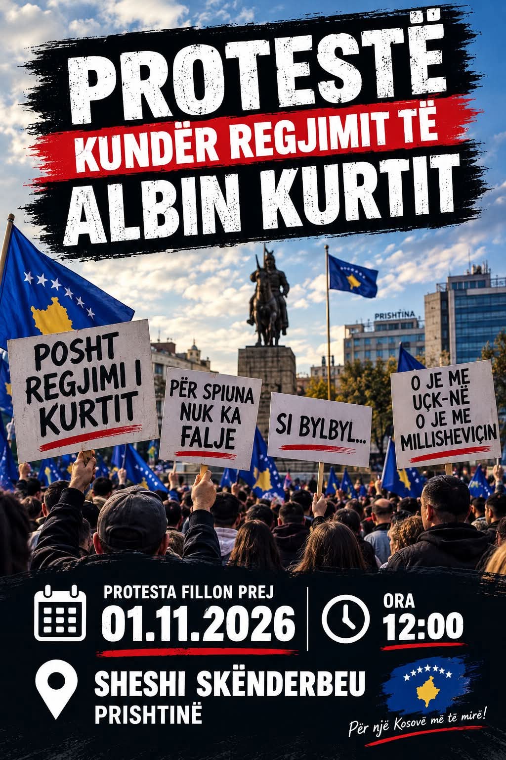 Thirret protestë kundër Albin Kurtit në Prishtinë, kërkohet dorëheqja e tij