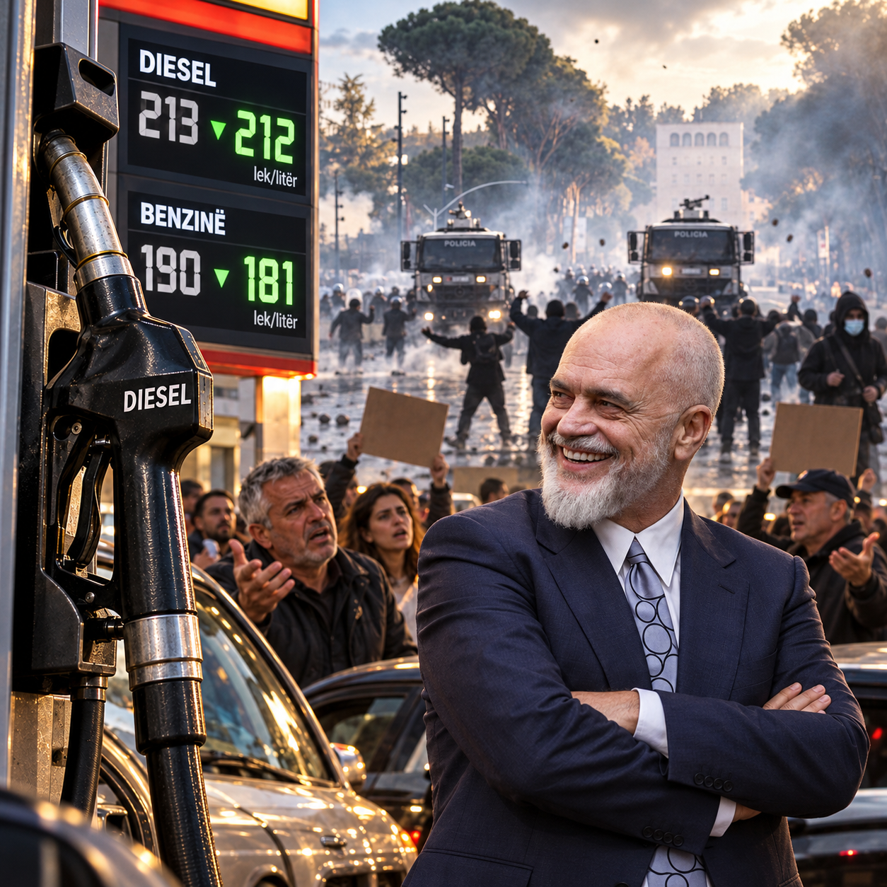 Bordi tregohet bujar me protestuesit, ul naftën me 1 lek