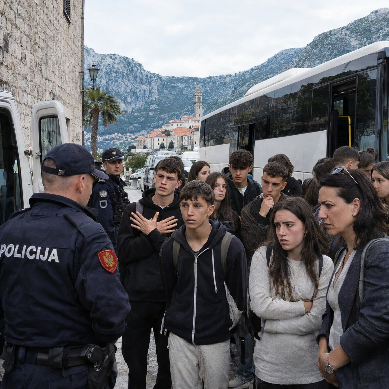 52 nxënës nga Durrësi mbahen për orë të tëra nga policia në Mal të Zi, dyshohet se shkak u bë gjesti i shqiponjës me duar