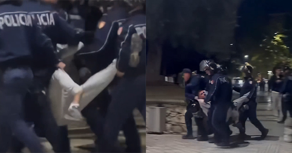 Protestuesi pa ndjenja tërhiqet nga policia  britmat e turmës   I thyet këmbën 