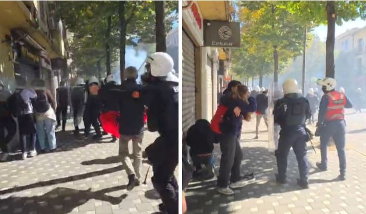 FNSH spërkat pa arsye me spraj lotsjellës vajzat në trotuar